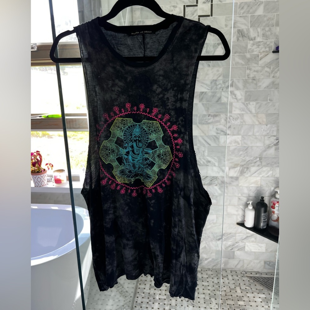 Women's Black Graphic Tank Top
